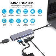 6合1 Type-C 多功能轉換換器（灰色) Type-C   HDMI/ TF SD /SD /USB 3.0 分插器 擴充器 USB HUB