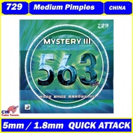729 Friendship 563  Myster 3 Medium Pimples with a sponge  Pips-out Rubber  Table Tennis Ping Pong (