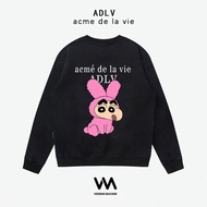 Street Wear ADLV Crayon Shin-Chan Card Joint Cartoon Couple Wear Autumn Winter Loose Round Neck Swea