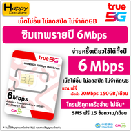 [ Set 1 ] ซิมเน็ตรายปี ซิมเทพ cm TRUE 6MBPS Unlimited ไม่อั้น ไม่ลดสปีด ไม่จำกัดGB โทรฟรีทุกเครือข่า