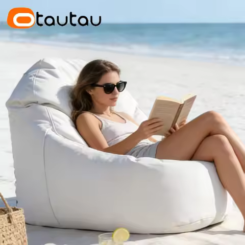 OTAUTAU Outdoor Faux Leather Bean Bag Cover Swim Pool Beach Club Lounger Pouf SF503【No Filler!You Ne