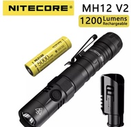 ของแท้100% NITECORE MH12 V2 ยุทธวิธีไฟฉาย 1200LM CREE XP-L2 V6 LED USB-Cไฟฉายแบบชาร์จไฟได้+5000MAhแบตเตอรี่