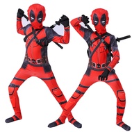 NewChildren Superhero Deadpool หน้ากากบอดี้สูทเด็กฮาโลวีนคอสเพลย์ปาร์ตี้เครื่องแต่งกายดาบกระเป๋า Jum