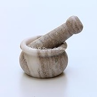 Stones And Homes Indian Brown Mortar and Pestle Set 3 Inch Marble Medicine Pills Stone Grinder for Kitchen and Home Small Bowl Polished Round Medicine Pills Stone Grinder - (7.6x4.8x3.2 cm)