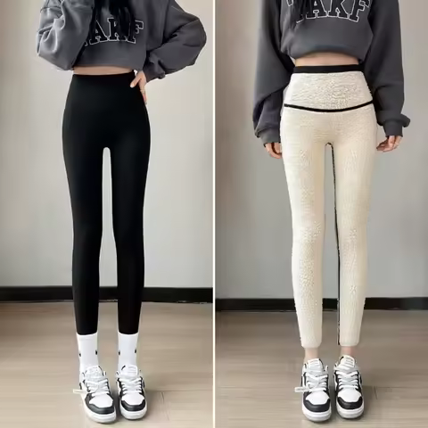 New Extra Thick Shark Leggings Lamb Velvet High Waist Yoga Barbie Pants Butt Lifter Long Johns Autum