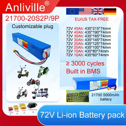New 72V 10Ah 15Ah 20Ah 25Ah 30Ah 35Ah 40Ah 45Ah 20S 21700 lithium battery pack, suitable for 84V ele