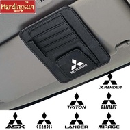 Hardingsun กระบังแสงที่ใส่บัตรติดรถจัดของสำหรับ Mitsubishi Triton Xpander Mirage Grandis Asx Ralliart Colt Delica Rallyart Pajero Sunvisor ที่หนีบแว่นกันแดดตั๋วที่เก็บตั๋ว