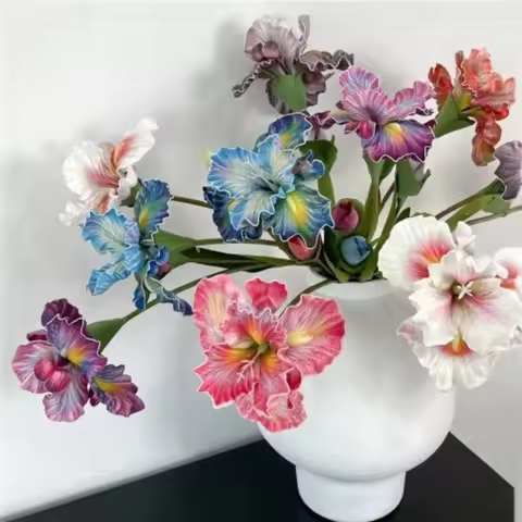 1PCS 45cm Artificial Iris Flower Branch Alice EVA Feel Fake Flower Home Party Table Wedding Decor Fl