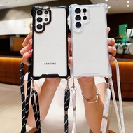 Transparent Phone Case Four Corners Open Hole Diagonal Lanyard Suitable For Samsung S26 S25 S24 Ultr