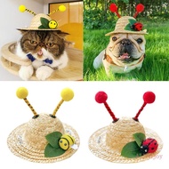 JOY Dog Outdoor Straw Hat Puppy Small Cats Sunhats Dog Hat Novelty Dog Hat