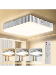 1 件 24w 方形 Led 吸頂燈,銀色框架,可遙控調光,ip54 防水,適合浴室、臥室、客廳、廚房、走廊和餐廳