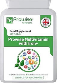 Multivitamin & Iron 180 Tablets (6 Months Dose) Immune Support - One A Day Multi-Vitamin Supplement 