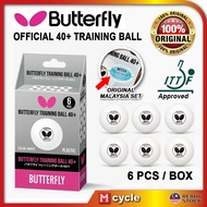 Butterfly Original Training Ball 40+ Plastic Table Tennis Ping Pong Ball 40mm (6 Balls)