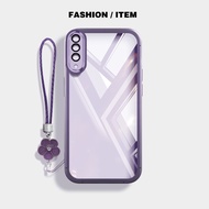 Casing Samsung Galaxy A50 A30S A50S Transparent Shockproof Silicone Soft Phone Case with Flower Hanging Rope