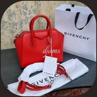 Givenchy Red Mini Antigona Goatskin Sling Bag