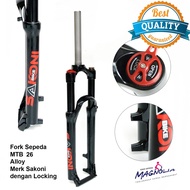 Garpu Fork Sepeda MTB 26" Oversize Suspensi Travel 120 MM Locking Merk Sakoni