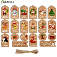 Paper Hanging Tag with Rope / 50pcs Creative Kraft Paper Christmas Cards / Creative Hanging Tag for Christmas Tree / DIY Candy Gift Boxes Decorative  Accessories