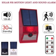 Multi-Function Solar PIR Motion Sensor Alarm Light Remote Control 129dB Siren For Home Garden Shed C