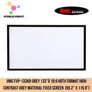 Unic FVP-133HD-Grey 133”D 16:9 HDTV Format High Contrast Grey Material Fixed Screen  (65.2” x 115.9”