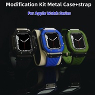 Modification Kit Metal Case+strap For Apple Watch Compatible bands Series 7 45mm Correa Compatible Watch 44mm 42mm