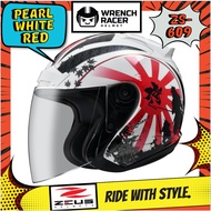 ZEUS Open Face Helmet ZS-609 With Smoke Visor - Samurai White