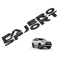 โลโก้  LOGO โลโก้แปะฝากระโปรงหน้า "PAJERO SPORT" สี ดำ มิสซูบิชิ ปาเจโร่ สปอร์ต Mitsubishi Pajero Sp