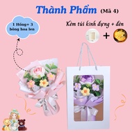 [ FINISHED PRODUCT ]-Handmade wool bouquet of 4 hand-woven flowers, a meaningful birthday gift for h