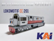 3D Papercraft Kereta Api Indonesia Lokomotif CC 201 Pola Kertas DIY