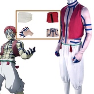 Wxfkugy84np Anime Demon Slayer Akaza Cosplay Costume Men Waistcoat Stripe Suit Party Role Play Wig N