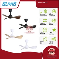Alpha 33" Alkova Mili 3 Blade Mini Baby Ceiling Fan 12 Speed Remote Control DC Motor 33 inch Kipas A