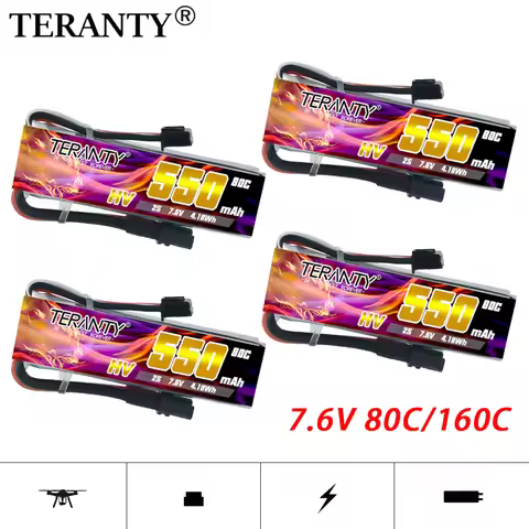 1-10PCS TERANTY 7.6V 2S 550mah 80C/160C HV Lipo Battery XT30 Plug for IFlight CineBee Happymodel Cru