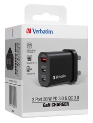 "荃灣門市全新行貨" Verbatim 3 port 30W PD 3.0 &amp; QC 3.0 GaN Charger 充電器 66947