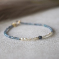 Bracelet September Birthstone Sapphire Pearl-Broken Record- Bracelet for Woman