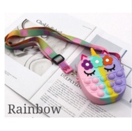 FS1442 Tas Pop It Jelly Rubber Motif Unicorn Oval Tas Selempang Anak Tas Pop It Unicorn Tas Selempan