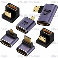 360 Degree Mini HDMI Converter Adapter U Shape 180 MICRO Male To Female With 2.1v Angle Extension 5k