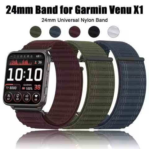 Nylon Band for Garmin Venu X1 Breathable Soft Adjustable Metal Connector Wristband for Garmin Venu X