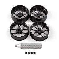 4Pcs Metal 1/24 1/28 RC Car Drift Wheels, [2N+2W] 22mm 1/28 RC Car Drift Hubs for BBS Mini-Q HGD1 Mi