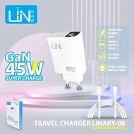 CHARGER LINARY 008 GAN 45W TYPE-C TO TYPE-C |