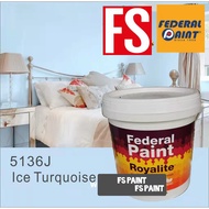 ICE TURQUOISE ( 1 LITER ) FEDERAL ROYALITE PAINT - INTERIOR EMULSION PAINT / Cat Rumah Dalam Matt / wall paint