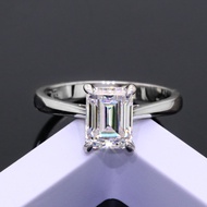 gold plating moissanite ring D color moissanite engagement ring 2 carat emerald cut moissanite ring