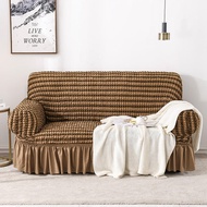 European Style Seersucker Skirt Sofa Cover 3 Seater High Elastic Fabric All-Inclusive L-Shaped Sofa Cover Cover Towel Cushion Chair Cover
