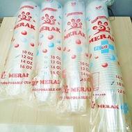 Cup Plastik Datar Merak / Merak Plus 12 OZ 14 OZ 16 OZ 18 OZ