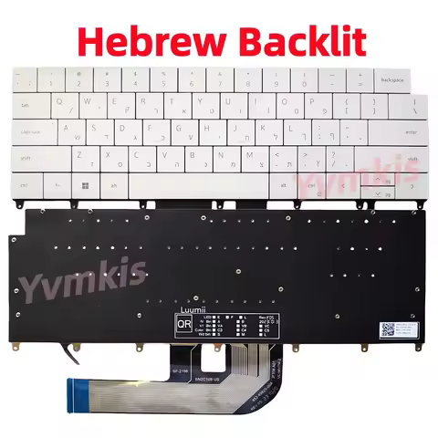 Hebrew/HB Backlit Keyboard for DELL XPS 16 9640 P129F,XPS 14 9440 P184G 0DFRF5 0P66PH
