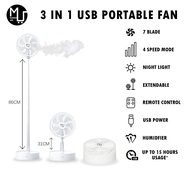 STRONG 7 Blade USB Fan/Humidifying Fan/Table Fan/Portable Fan/Stand Fan/ Kipas Meja Lipat