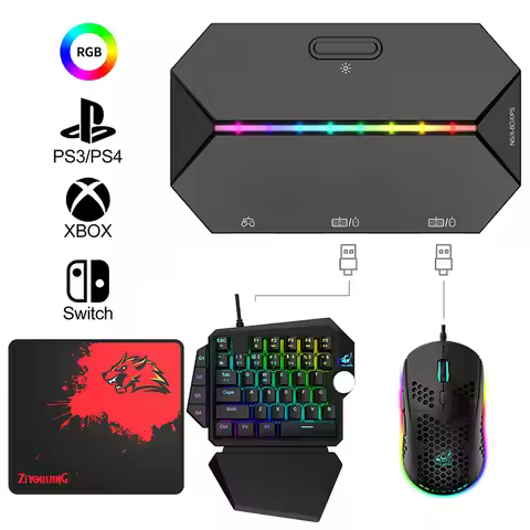 Small and Portable G6L Game Converter RGB Light Gamepad Keyboard and Mouse Converter for Switch Xbox