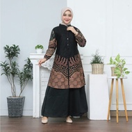 Gamis Batik Motif Bunga Surya Modern Premium Dress Muslim Gamis Batik Kombinasi Terbaru