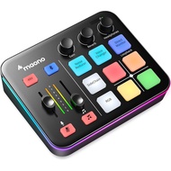MAONO Gaming Audio Mixer Audio Interface Mute Voice Changer Reverb PC/Smartphone/Mic/Headphone Compa