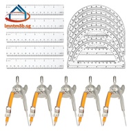 20 Pieces Geometry Math Set Compass for Geometry Math Compass and Protractor Set for Student School
