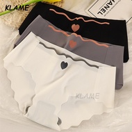 KLAME 3PCS/Lot Summer Ice Silk Panties Women's Middle Waist Seamless Briefs Female Plus Size Tracele