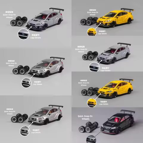 Diecast CM 1:64 Scale Subaru WRX STI Varis Widebody Yellow Alloy Car Model